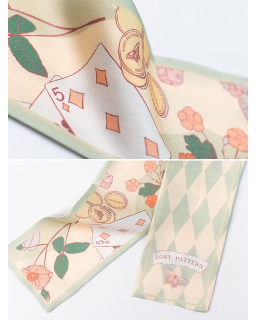 Lost Pattern Metallic Wonderland Silk Twill Neck Bow