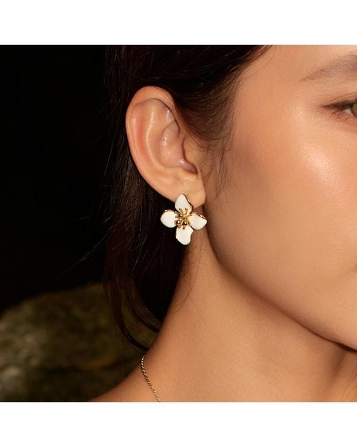 Retro Chic Metallic Iris Blossom Stud Earrings