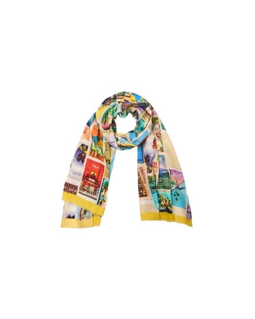 Saachi Blue Vintage Postcard Scarf