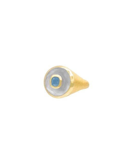 Marcia Moran White Annie Ring -Mother Of Pearl And Tanzanite