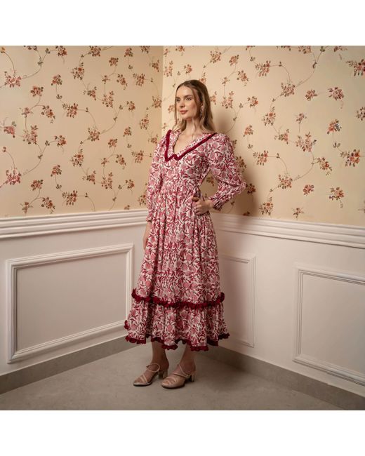 Echo of Pink Pink Delilah Hand Block Print Cotton Dress