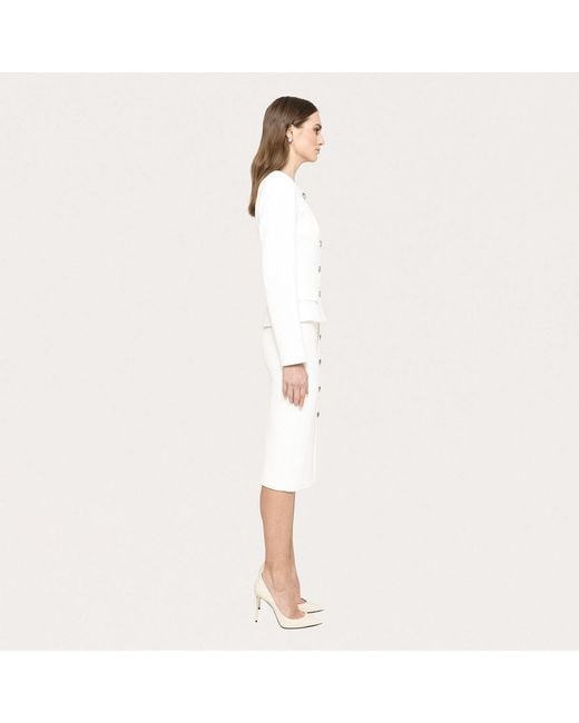Nissa White High-Waisted Midi Skirt