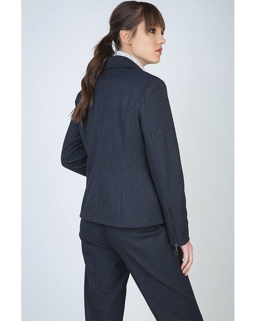 Conquista Blue Button Blazer With Zip Detail
