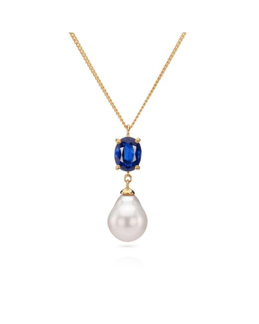 Augustine Jewels Metallic Kyanite And Baroque Pearl Drop Necklace