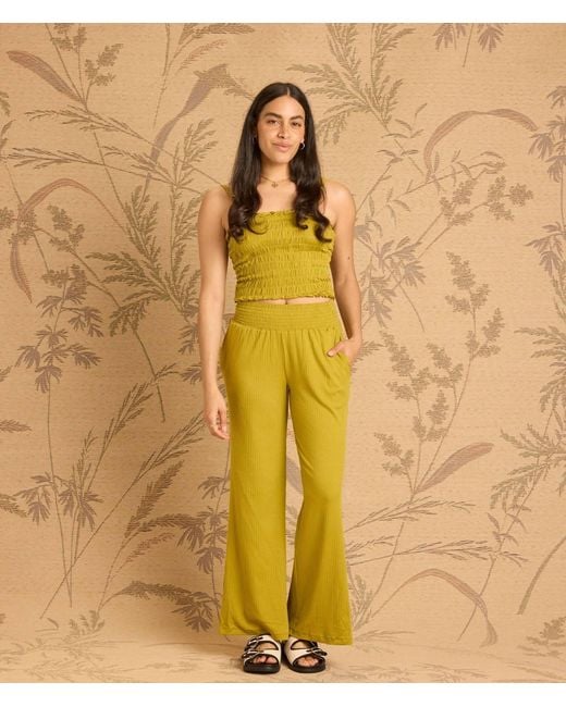 Known Supply Yellow Wide Leg Ribbed Pants