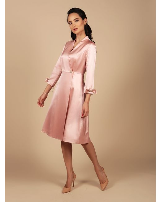 Santinni Pink Astor Silk Taffeta Dress Coat
