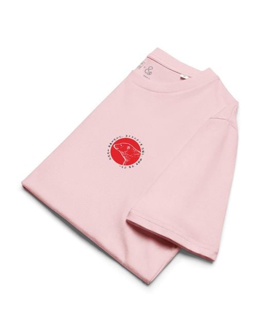 Anchor and Crew Pink Cotton Think Ocean Six Japan Gurafiku Organic Cotton T-Shirt for men