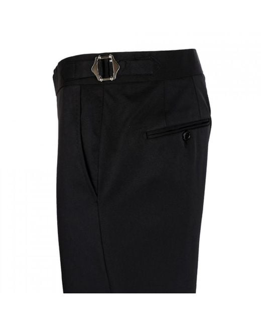 DAVID WEJ Black Aldo Plain Smart Trousers With Side Adjusters – for men