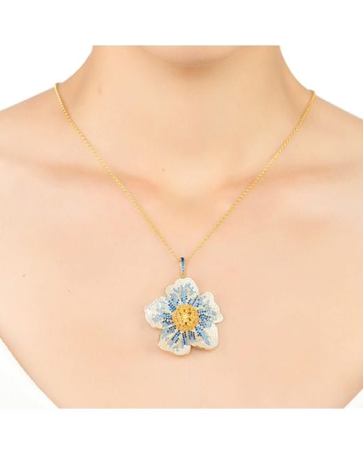 Latelita London Metallic Pansy Blue Necklace Gold