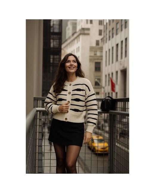Saachi Metallic Zebra Buttoned Knit Cardigan