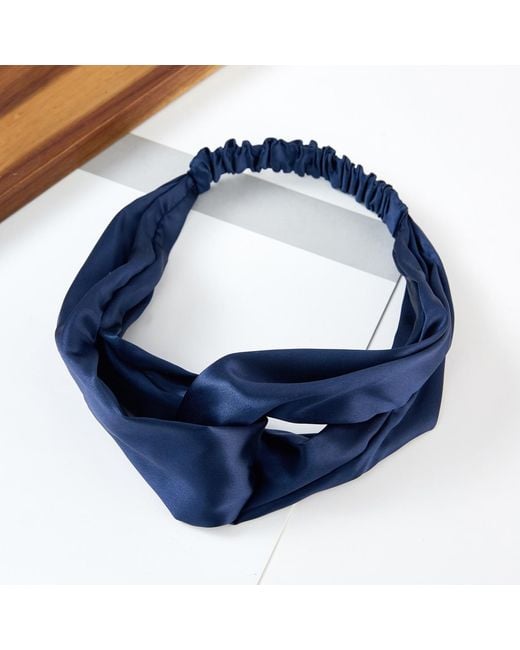 Soft Strokes Silk Blue Pure Mulberry Silk Turban Style Headband