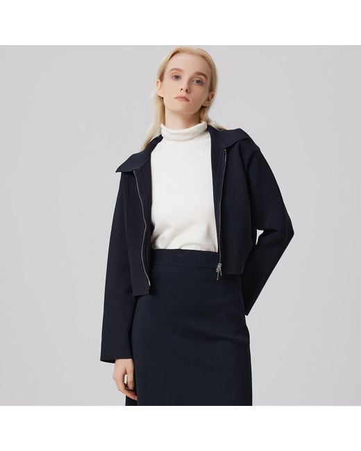 Smart and Joy Black Minimalist Front Zipper Crop Jacket