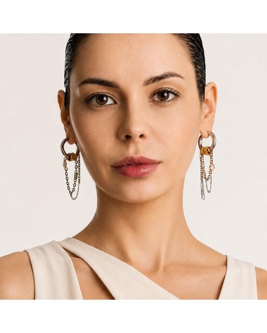Kirei Metallic Interference Chain Hoop Earrings