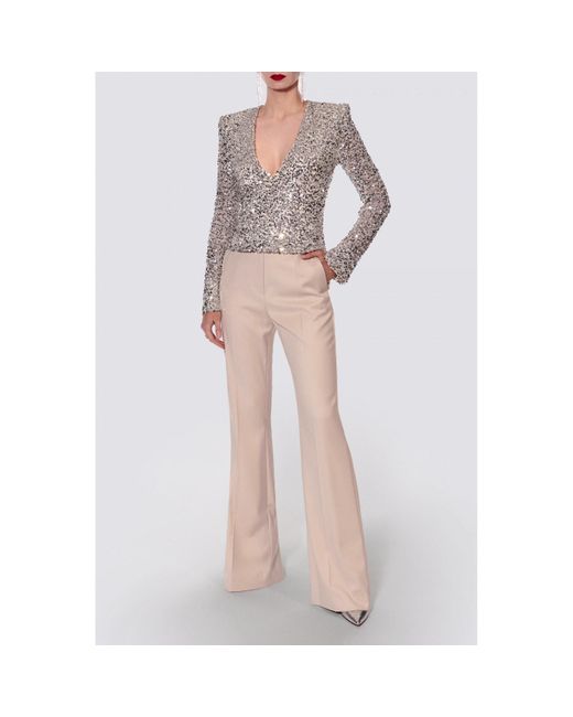 AGGI by HALEWSKI Metallic Ruby Sparkle Long Sleeve Sequin Top