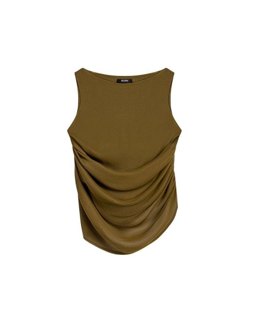 Nocturne Green Draped Sleeveless Blouse