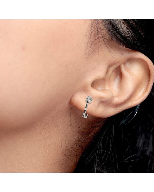 Artisan Metallic Natural Black & White Diamond Stud Earrings 18k White Gold Jewelry