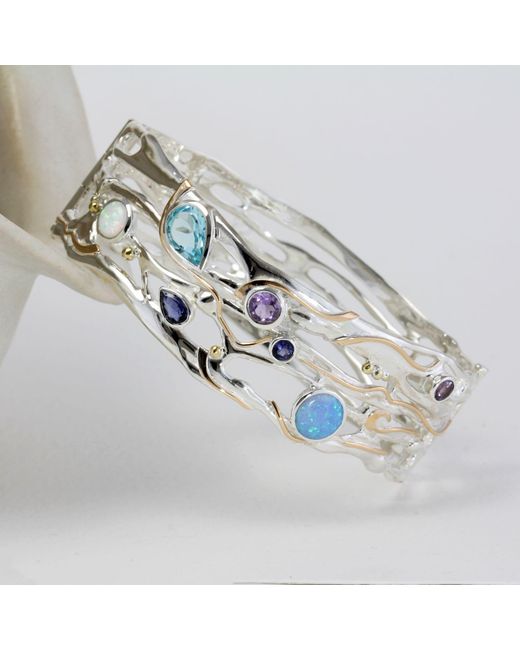 Isla Silver Blue Multi Gemstone Bangle