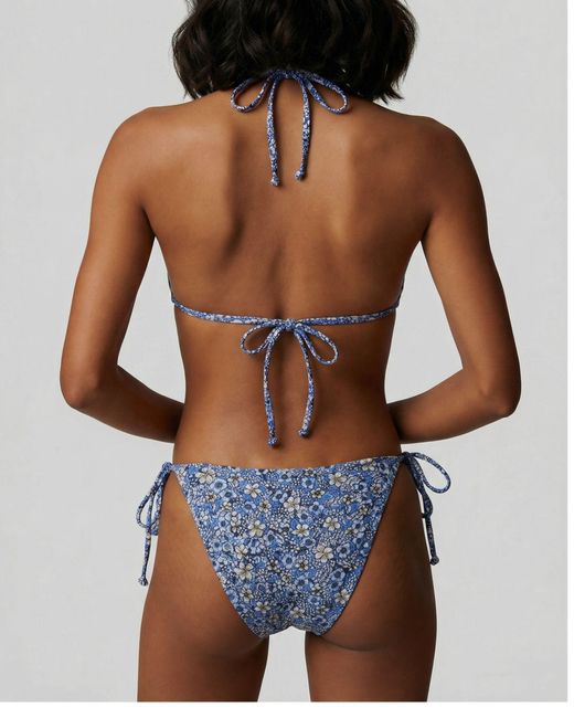 Lords of Harlech Blue Flavia Floral Field Bikini Top