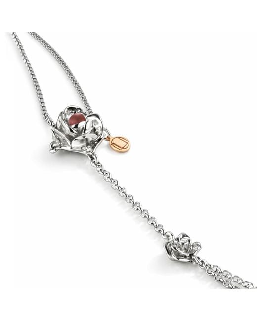 Unaloe Metallic Sterling Rose Hand Chain With Ruby – Handcrafted Designer Jewelry For