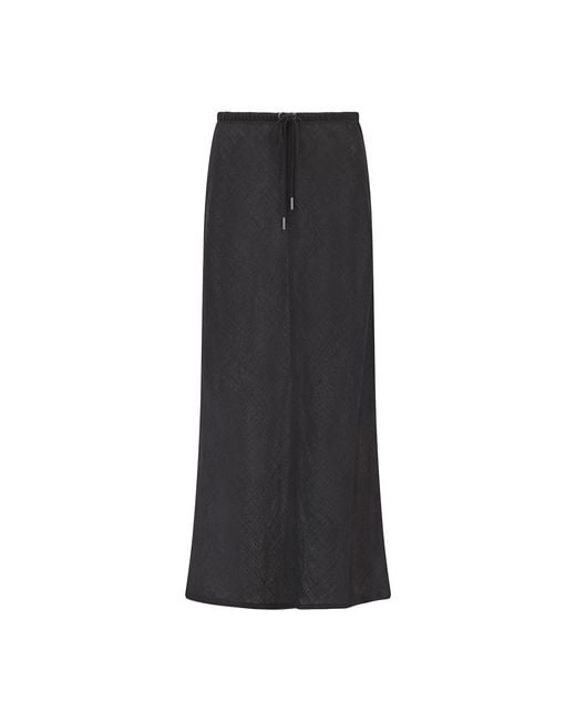 The Summer Edit Black Phoebe Luxe Linen Drawstring Skirt