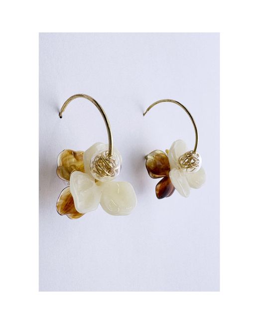 Paisie Metallic Neutrals Amber Bloom Hoop Earrings