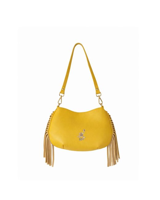 F3Rog by Rana Yellow Crossbody Mini Gordon Fringe Bag With Shoulder Strap