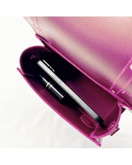 Zatchels Purple Handmade Leather Bowler Bag