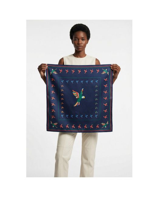 Jessie Zhao New York Blue Sky Parade Double Sided Silk Scarf