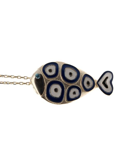 Ebru Jewelry Black Evil Eye Fish Necklace