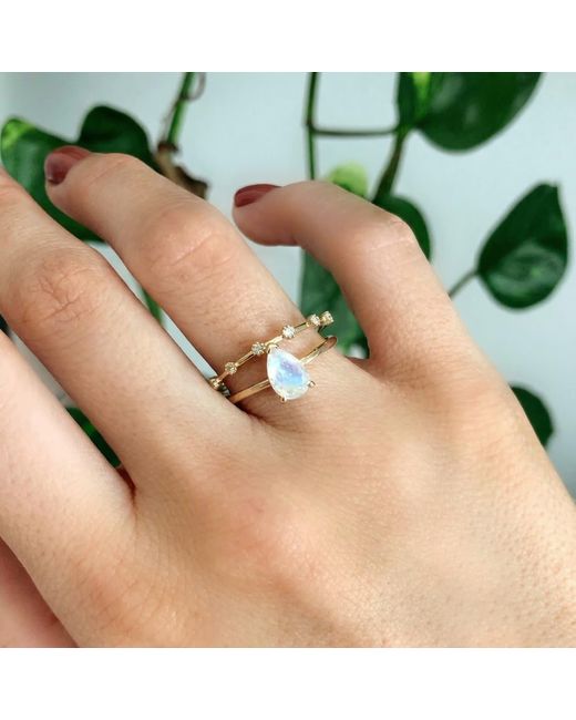 Melt'm Jewelry Metallic Pear Moonstone Ring