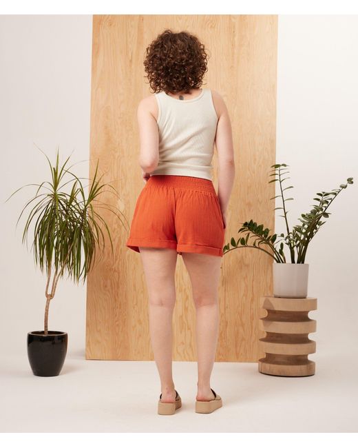 Known Supply Red Gauze Shorts