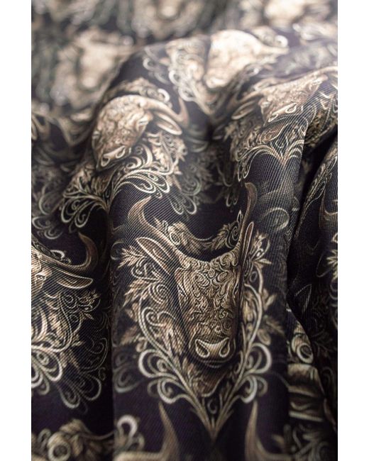 Stovaria Black Twill Silk Shirt – Soft Baroque Bull Print Statement for men