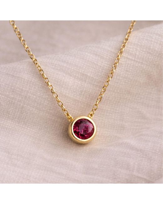 Lily Flo Jewellery Metallic Aurora Ruby Solitaire Necklace