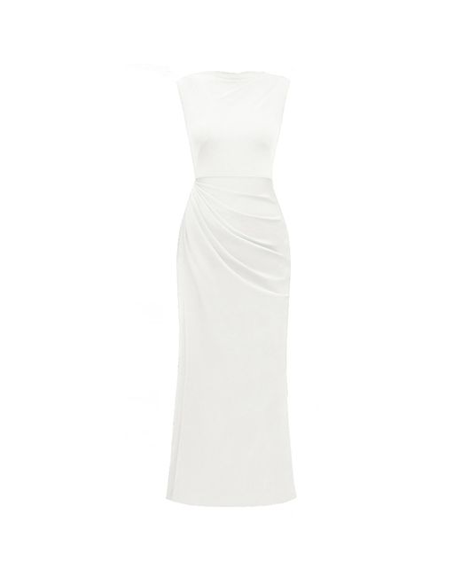 ALINA CERNĂTESCU White Whisper Midi Lyocell Dress Classic With Open Back