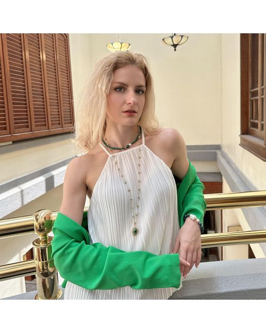 Farra Metallic Epidote Charm Chain Necklace
