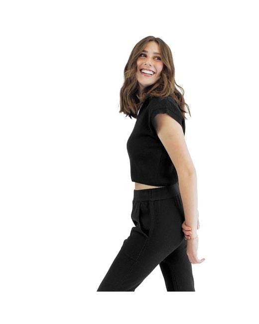 Zenzee Black Cashmere Cropped Sweater Vest