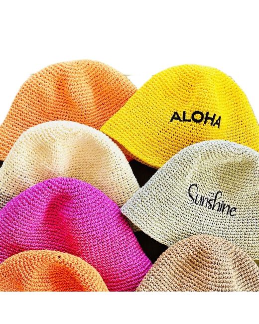 Springmoonatelier Yellow Summer Festival Bucket Hats Cream