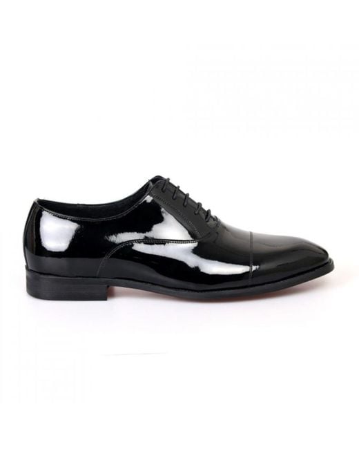 DAVID WEJ Black Frederick Patent Oxford Dress Shoe for men