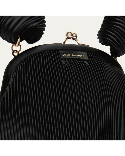 Lulu Guinness Black Satin Plisse Lois Bag