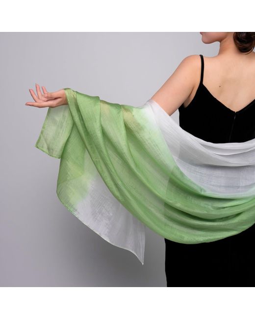 Silk and Bears Green To Ombre Mulberry Silk Scarf – Handmade & Hand-Dyed