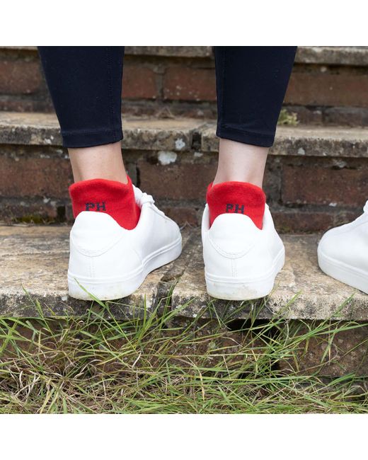 Peper Harow - Made in England Red Paisley Burgundy & Organic Sport Trainer Socks Bundle