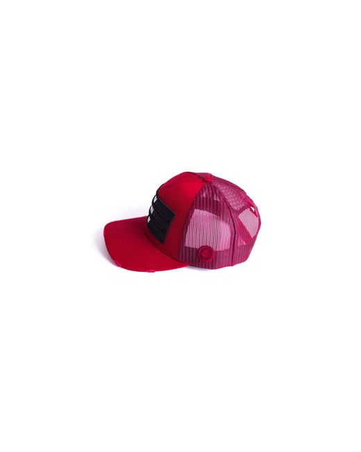 474 co Red 474 3 Bars Trucker Hat for men