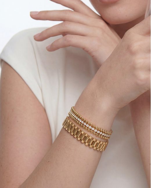 Elk & Bloom Metallic 14K Double Tennis Satellite Bracelet