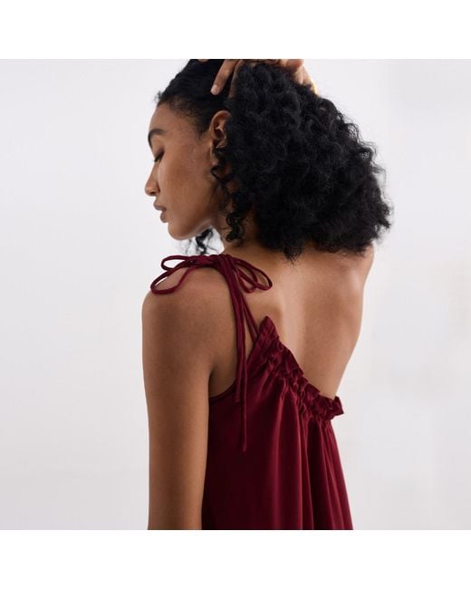 REISTOR Red One-Shoulder Midi Crepe Dress