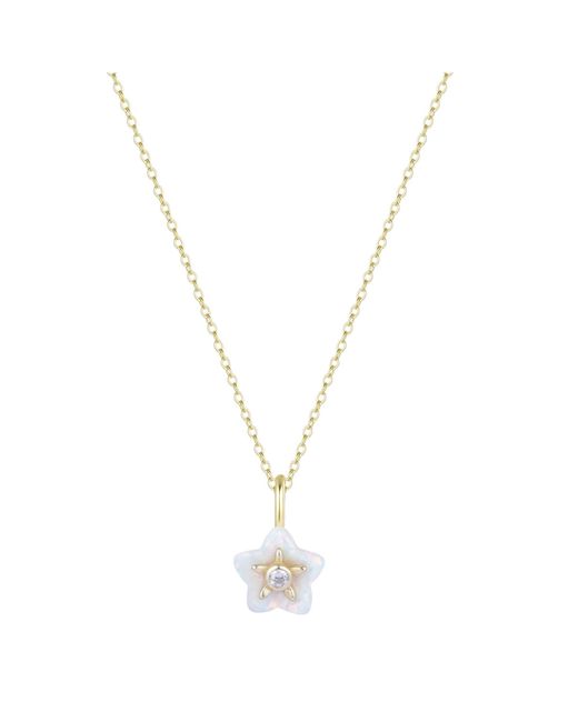 KAMARIA Metallic Mini Carved Opal Flower Charm Necklace