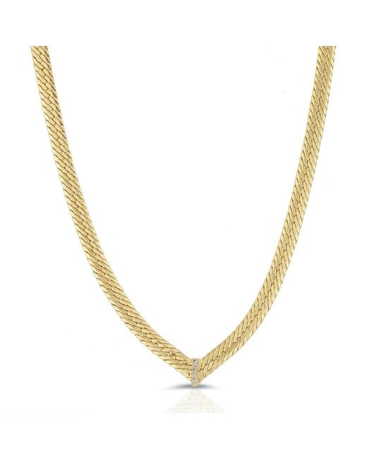 Glamrocks Jewelry Metallic Cz Chevron Herringbone Necklace- Clear