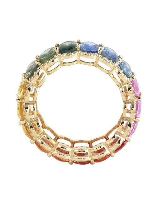 Artisan Orange Sapphire Oval Eternity Ring With Diamond