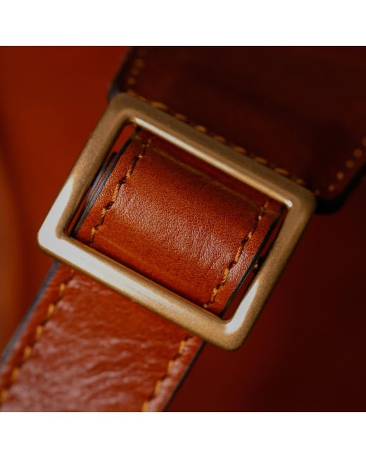 Time Resistance Brown Cognac Leather Sling Bag Chest Bag for men