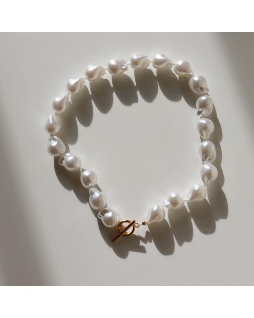 FV Jewellery Metallic Steel Me Baroque Pearl & Necklace