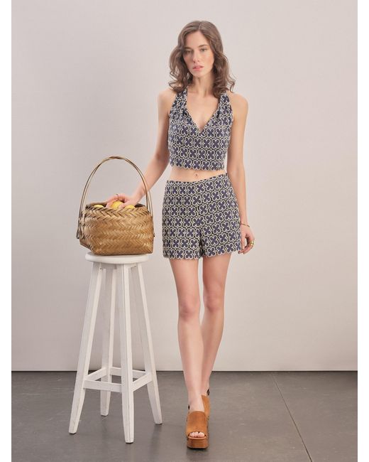 Malo Gray Embroidered Shorts